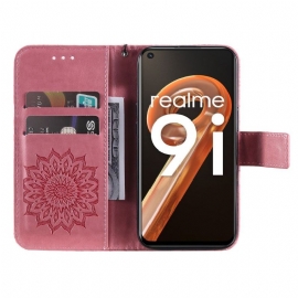 Folio Deksel Til Realme 9i Med Kjede Solsikke