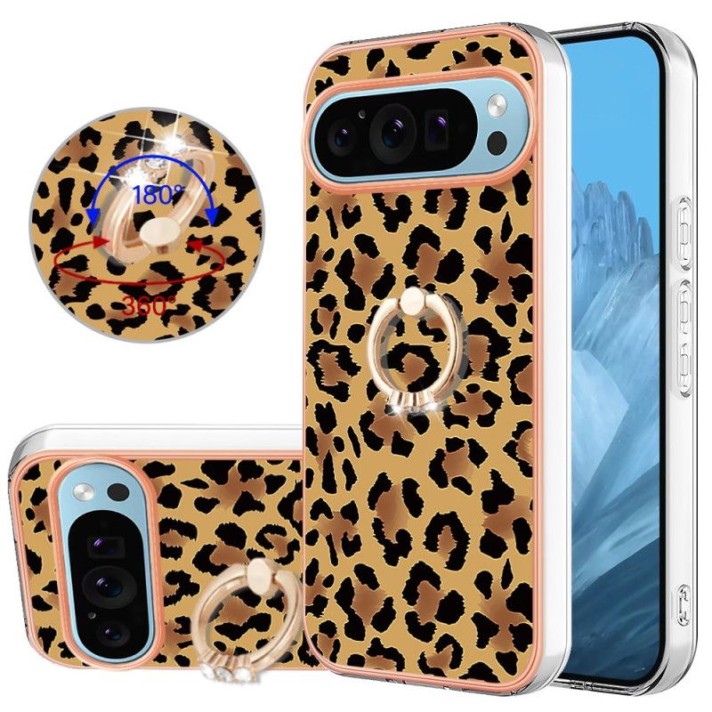 Deksel Google Pixel 9 Leopard Print Ring Holder Beskyttelse Deksel