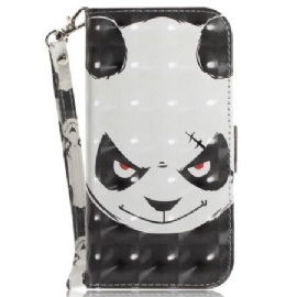 Lærdeksel Folio Deksel Google Pixel 9 Mobildeksel Angry Panda Love With Strap