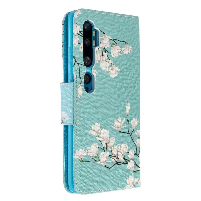 Etui Til Xiaomi Mi Note 10 / 10 Pro Hvite Blomster