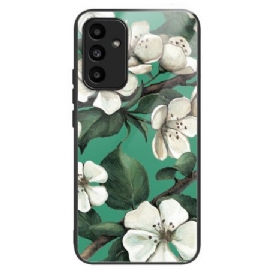 Deksel Samsung Galaxy A15 Herdet Glass Hvite Blomster