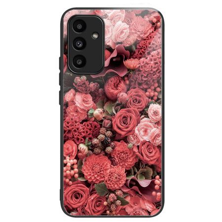 Deksel Samsung Galaxy A15 Røde Og Rosa Blomster Av Herdet Glass