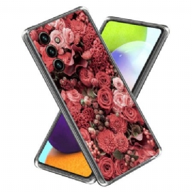 Deksel Samsung Galaxy A15 Rosa Og Røde Blomster Beskyttelse Deksel