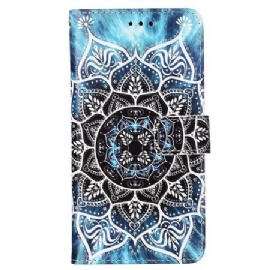 Folio Deksel Samsung Galaxy A15 Blomstermandala Med Stropp Beskyttelse Deksel