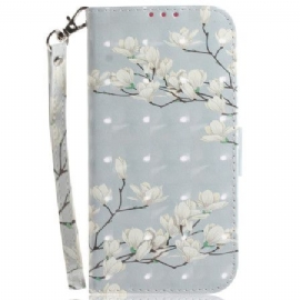 Folio Deksel Samsung Galaxy A15 Lanière Magnolias