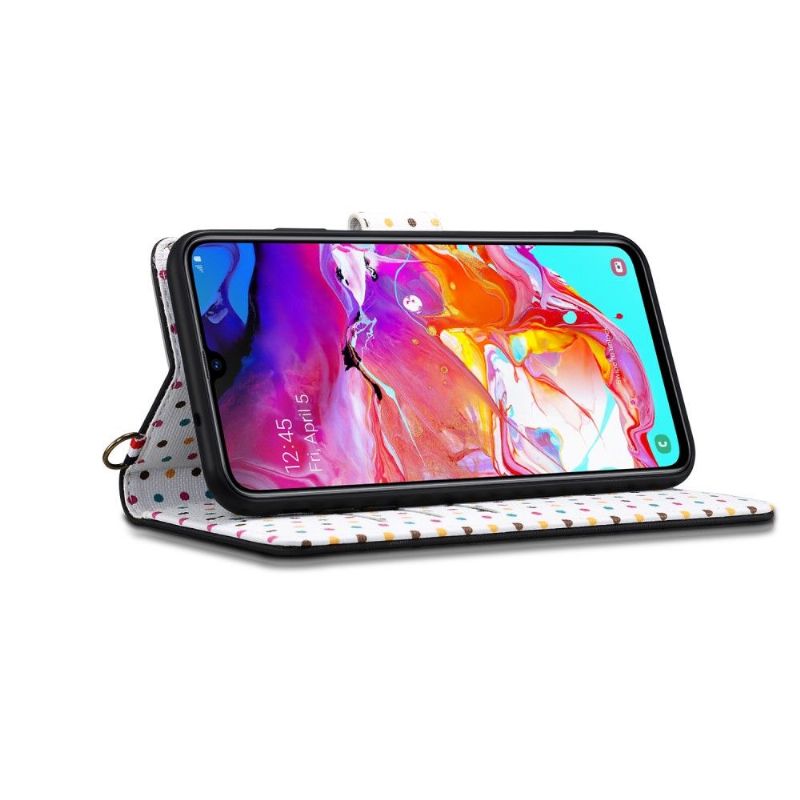 Etui Til Samsung Galaxy A70 Anti-fall Vintage Polka Prikker