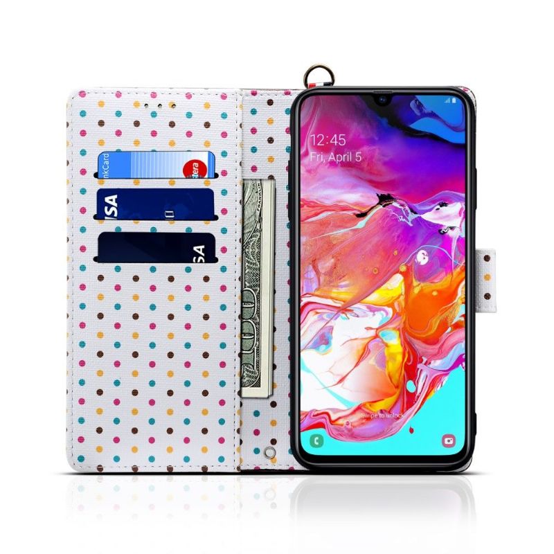 Etui Til Samsung Galaxy A70 Anti-fall Vintage Polka Prikker