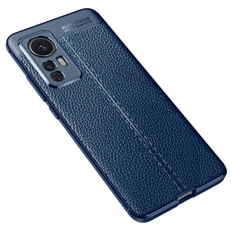 Deksel Til Xiaomi 12T / 12T Pro Dobbel Linje Litchi Leather Effect