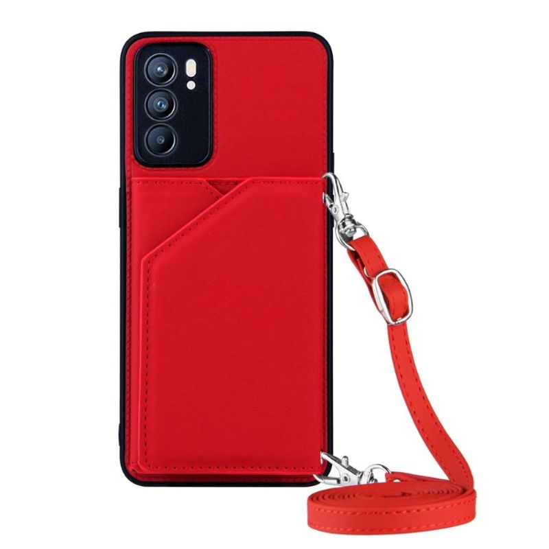 Deksel Til Oppo Reno 6 5G Anti-fall Aude Multi-compartment Lanyard