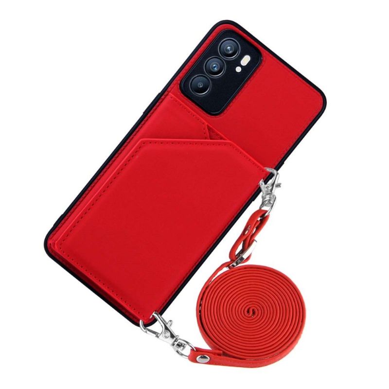 Deksel Til Oppo Reno 6 5G Anti-fall Aude Multi-compartment Lanyard