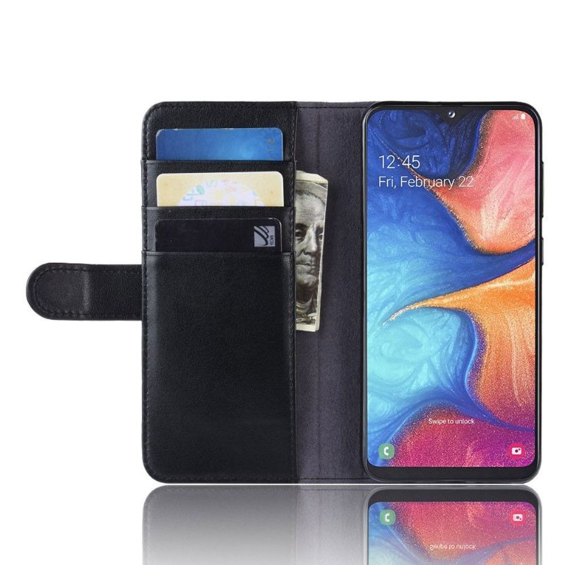 Etui Til Samsung Galaxy A20e Lommebok Premium Skinnlommebok - Svart