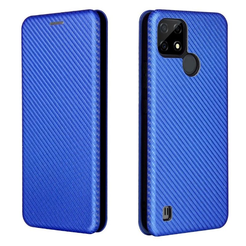 Folio Deksel Til Realme C21 Carbon Fiber Leathette