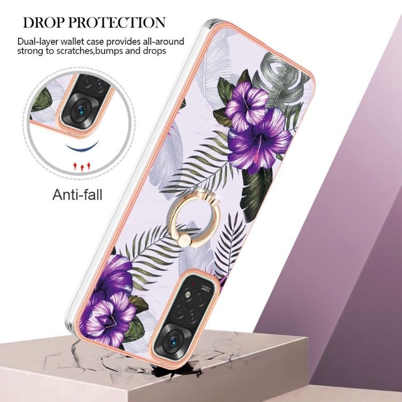 Deksel Til Xiaomi Redmi Note 11 / Note 11S Anti-fall Eksotiske Blomster Med Ring