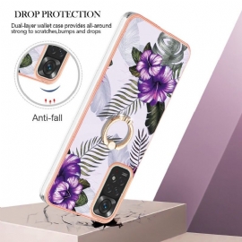 Deksel Til Xiaomi Redmi Note 11 / Note 11S Anti-fall Eksotiske Blomster Med Ring