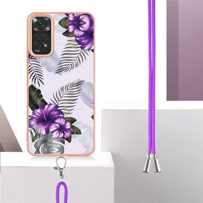 Deksel Til Xiaomi Redmi Note 11 / Note 11S Anti-fall Med Snor Eksotiske Blomster