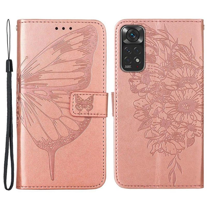 Folio Deksel Til Xiaomi Redmi Note 11 / Note 11S Kortholder For Sommerfuglblomst