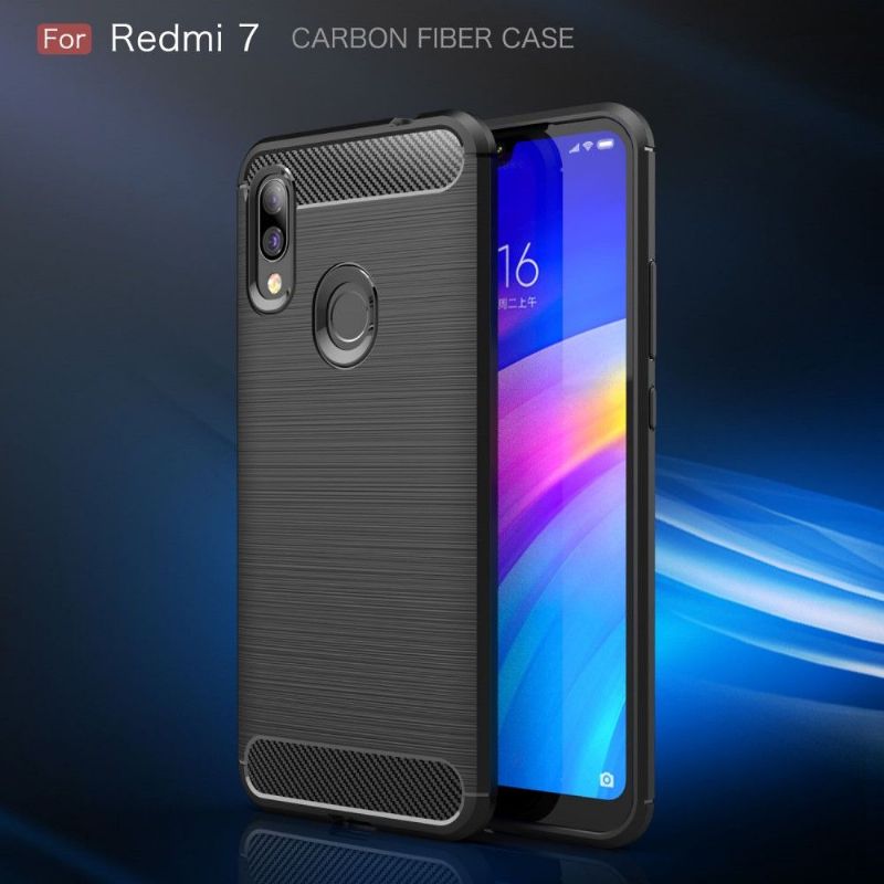 Deksel Til Xiaomi Redmi 7 Carbon Børstet Gel