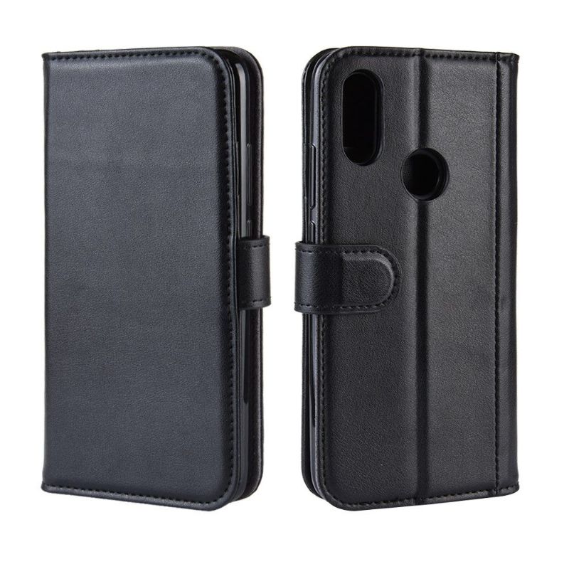 Etui Til Xiaomi Redmi 7 Premium Skinnkortholder - Svart