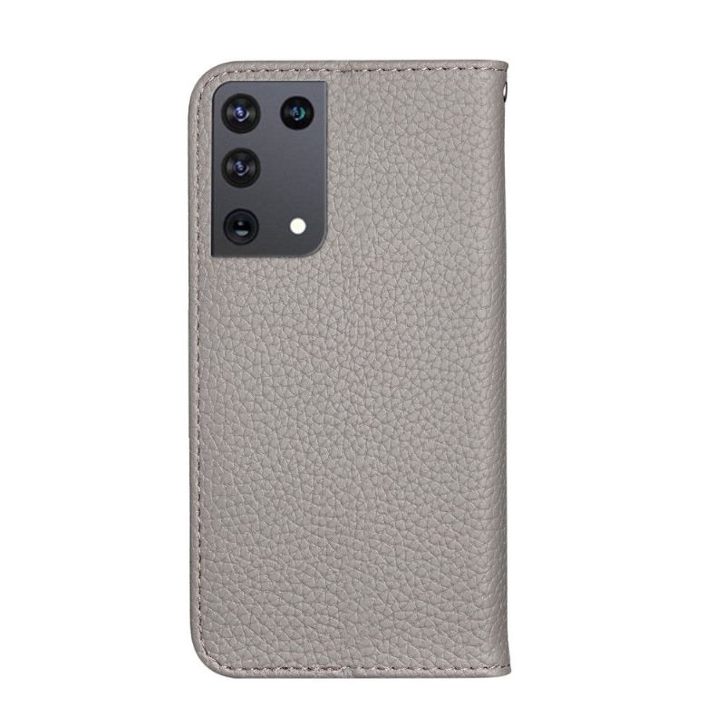 Folio Deksel Til Samsung Galaxy S21 Ultra 5G Anti-fall Lærdeksel Grained Faux Leather Flip