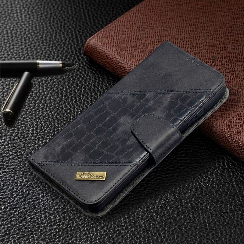 Folio Deksel Til Samsung Galaxy S21 Ultra 5G Croc Aspect Leather Effect