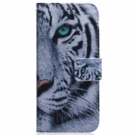 Folio Deksel Til Honor Magic 5 Lite Med Kjede Strappy White Tiger