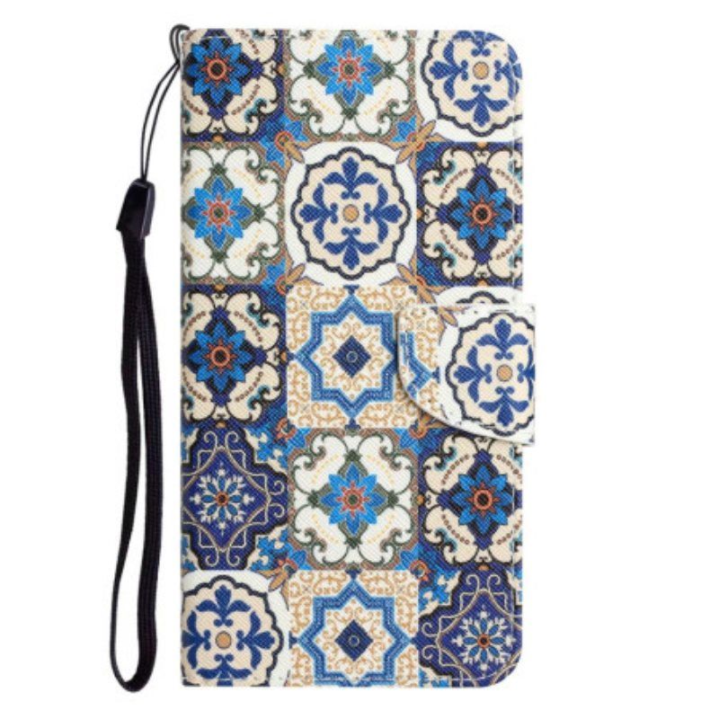 Folio Deksel Til Samsung Galaxy A14 / A14 5G Med Kjede Strappy Patchwork