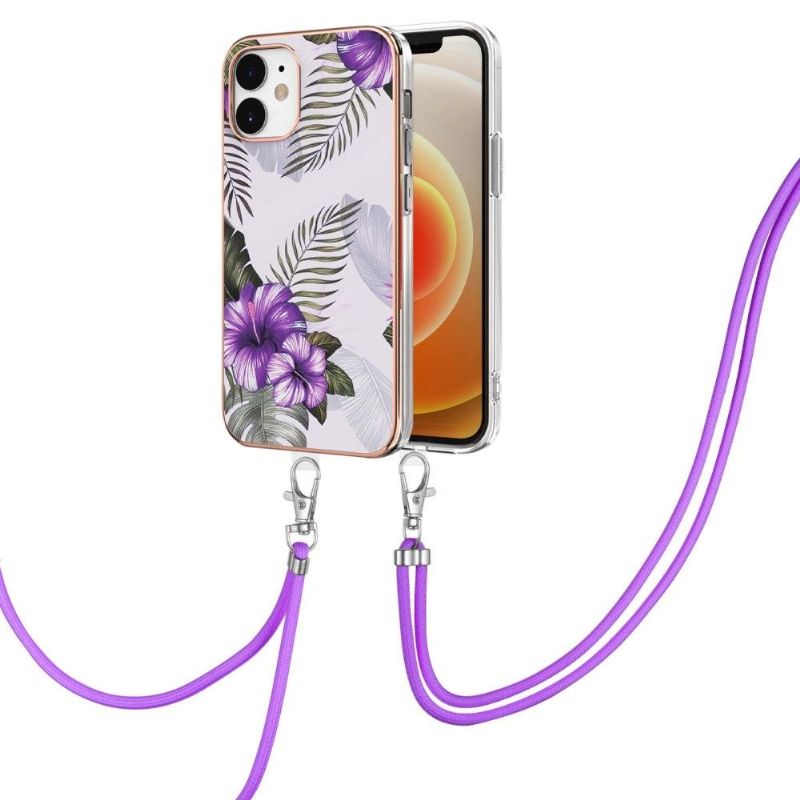 Deksel Til iPhone 12 Mini Med Snor Eksotiske Blomster