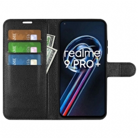 Folio Deksel Til Realme 9 Pro Plus Lommebok Skinnstil