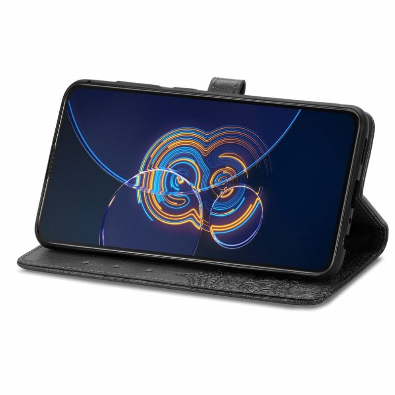 Lærdeksel Til Asus Zenfone 8 Flip Folio Deksel Mandala-relieff I Kunstskinn