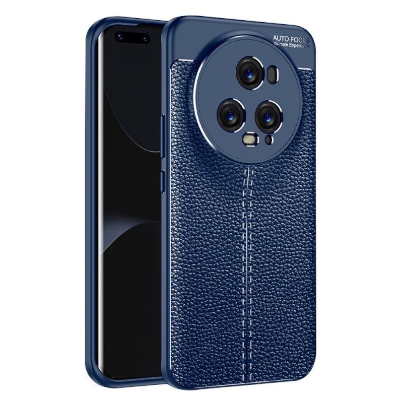 Deksel Til Honor Magic 5 Pro Dobbel Linje Litchi Leather Effect