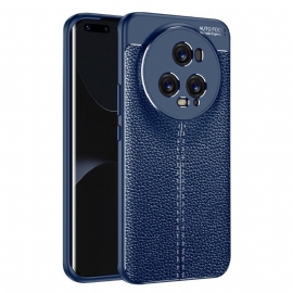 Deksel Til Honor Magic 5 Pro Dobbel Linje Litchi Leather Effect