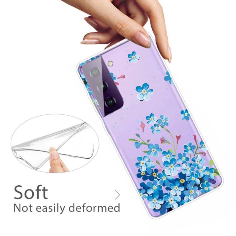 Deksel Til Samsung Galaxy S21 5G Anti-fall Blå Blomster