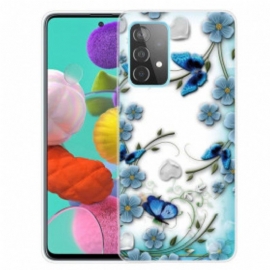 Deksel Til Samsung Galaxy A52 4G / A52 5G / A52s 5G Retro Sommerfugler Og Blomster