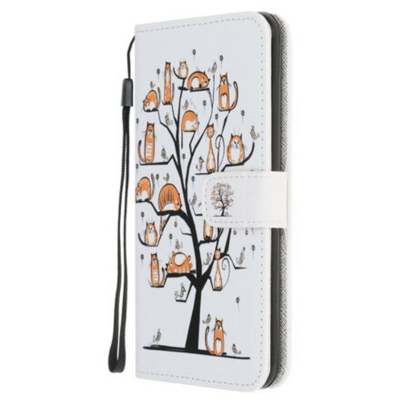 Folio Deksel Til Samsung Galaxy A52 4G / A52 5G / A52s 5G Med Kjede Funky Cats Med Stropp