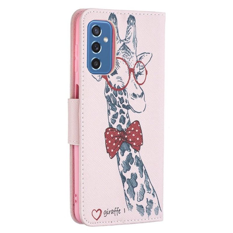 Folio Deksel Til Samsung Galaxy M52 5G Giraffe Med Briller