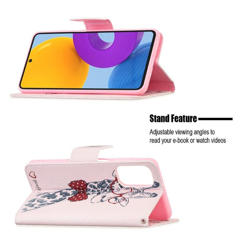 Folio Deksel Til Samsung Galaxy M52 5G Giraffe Med Briller