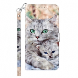 Folio Deksel Til iPhone 14 Med Kjede Bare Thong Cats