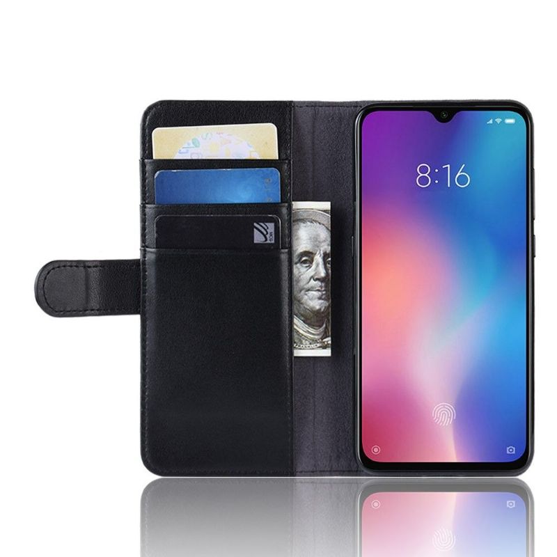 Case Til Xiaomi Mi 9 SE Premium Skinnkortholder - Svart