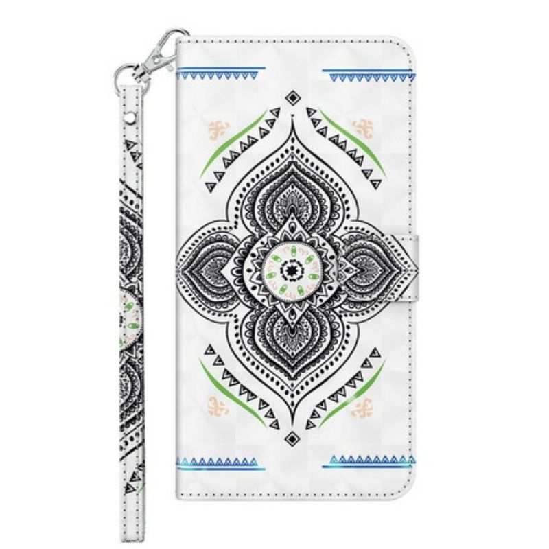 Folio Deksel Til Samsung Galaxy M12 / A12 Light Spots Mandala Med Snor