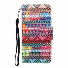 Folio Deksel Til Samsung Galaxy M12 / A12 Patchwork Med Snor