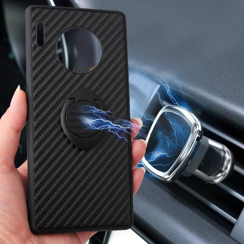 Deksel Til Huawei Mate 30 Pro Karbonfiber Med Magnetisk Holder