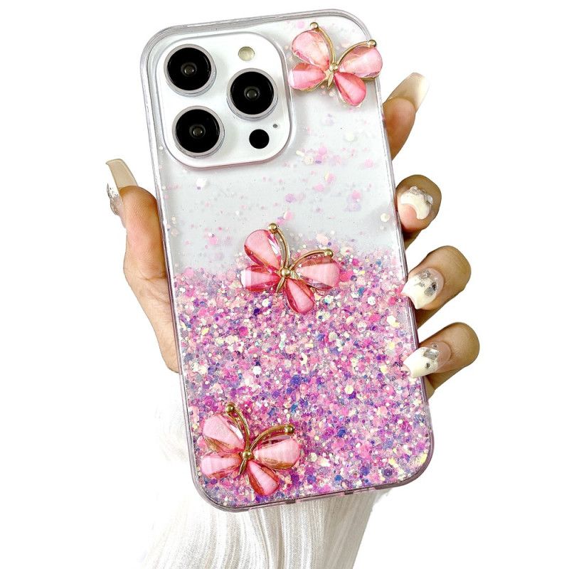 Deksel iPhone 16 Pro Max 3d Butterflies Lyseffekt Beskyttelse Deksel