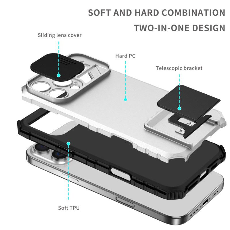 Deksel iPhone 16 Pro Max Med Kameraglider Og Støtte Beskyttelse Deksel