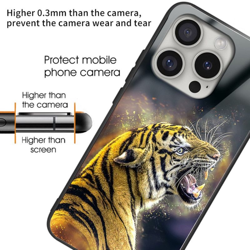 Deksel iPhone 16 Pro Max Mobildeksel Brølende Tiger Herdet Glass