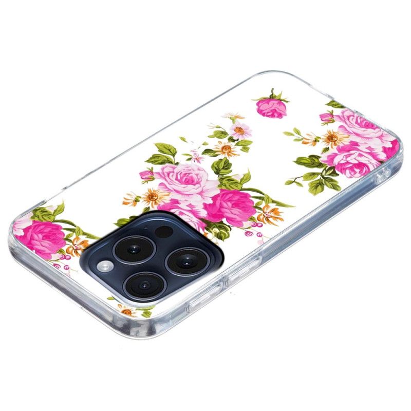 Deksel iPhone 16 Pro Max Mobildeksel Rosa Blomster