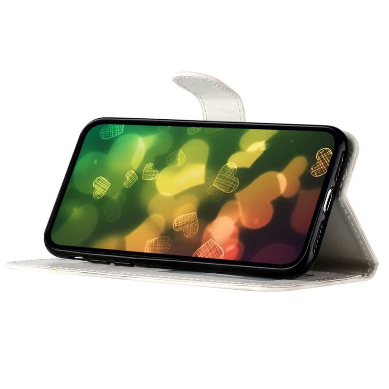 Folio Deksel iPhone 16 Pro Max Blå Sommerfugl Med Stropp