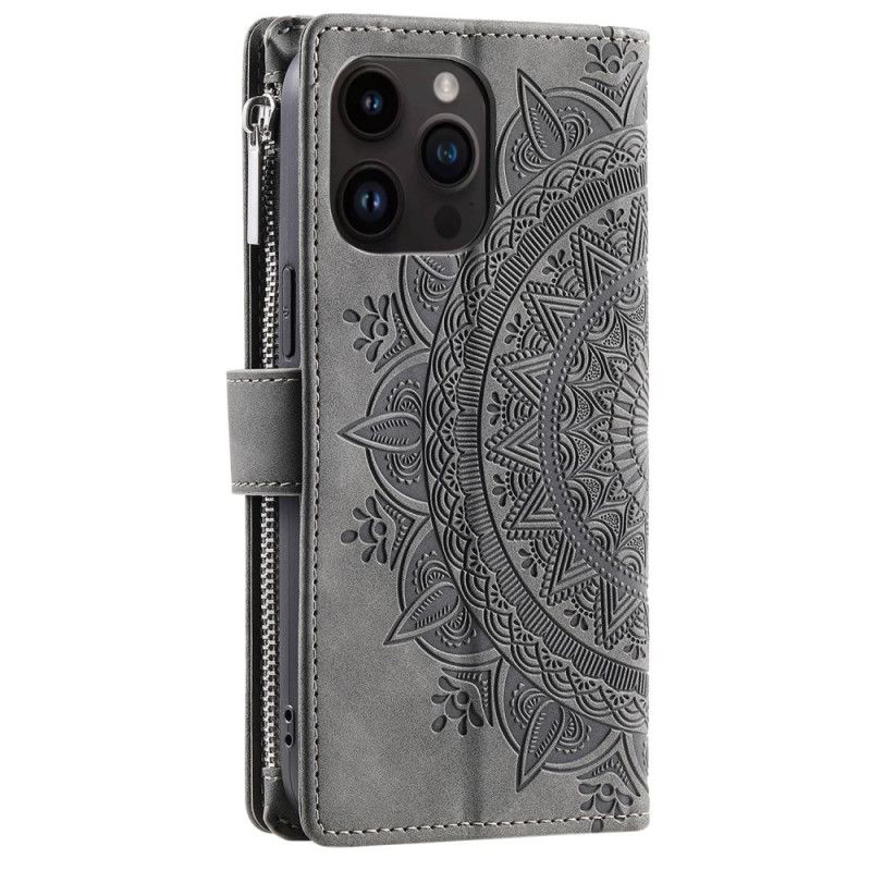 Folio Deksel iPhone 16 Pro Max Lommebok Med Mandala Semsket Skinneffekt Beskyttelse Deksel