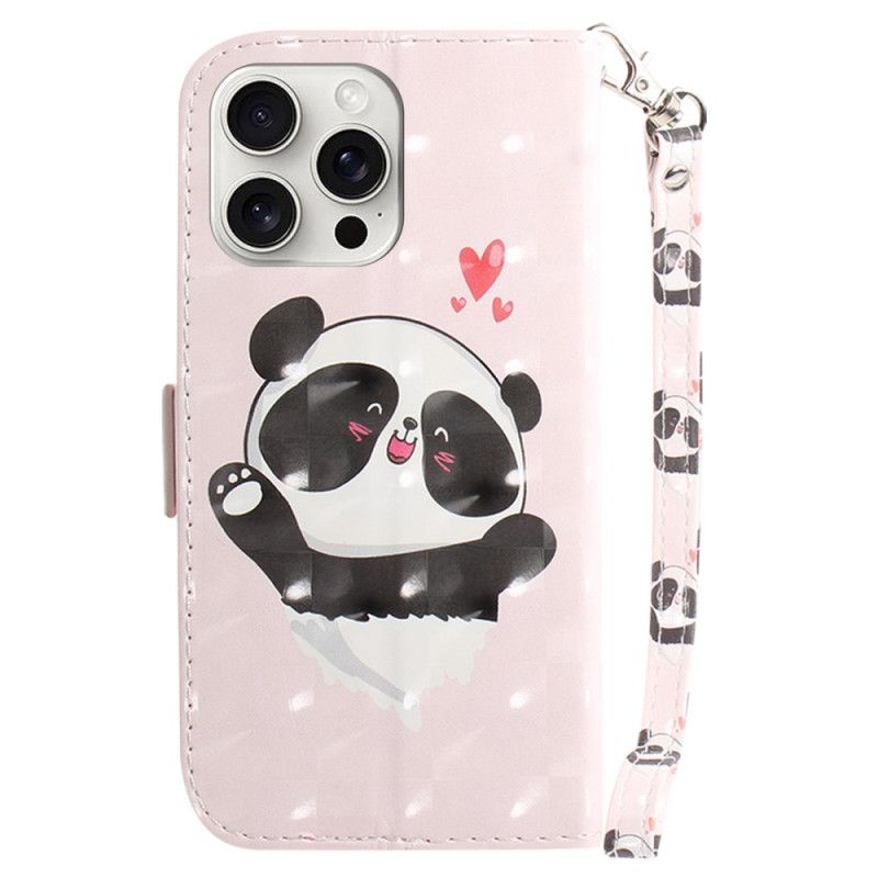 Folio Deksel iPhone 16 Pro Max Panda Love Med Stropp