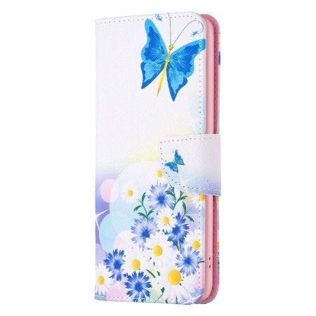 Folio Deksel iPhone 16 Pro Max Sommerfugl Og Blomster