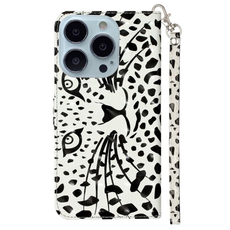 Folio Deksel Til iPhone 16 Pro Max Leopardhode Med Stropp